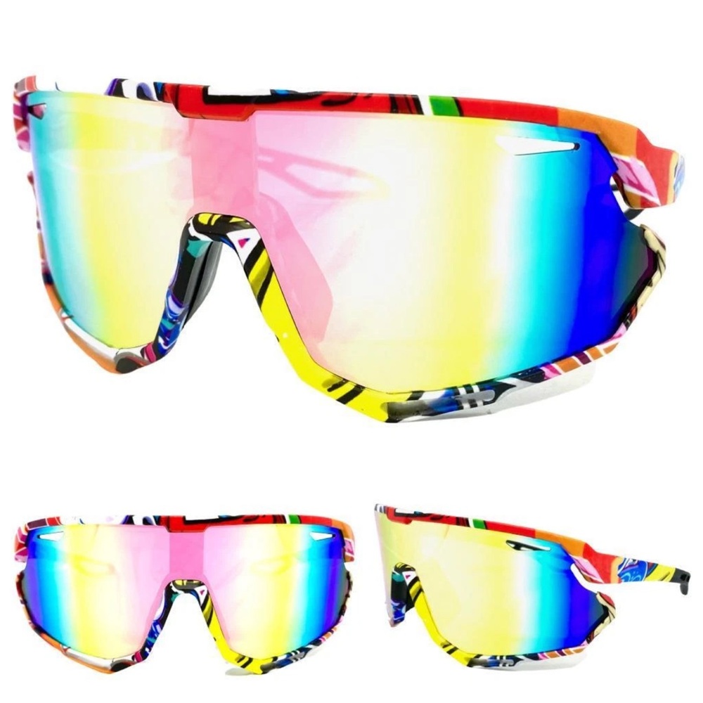 ALL SPORT WRAP AROUND SUNGLASSES MEN MULTICOLOR GRADIENT UV-LENSE COMFORT BRIDGE